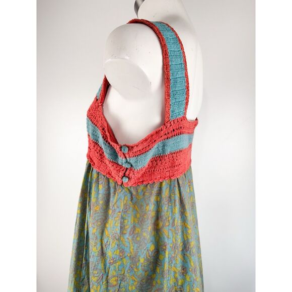 Sundance Coral and Teal Midi Dress - Picture 4 of 7